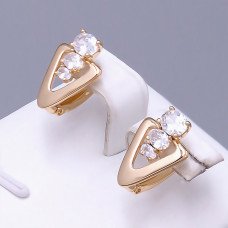 Сережки ХР. Позолота 18К. Камені: білий циркон. Довжина: 15 мм. Ширина: 11 мм.