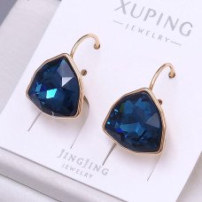 Сережки XР. Позолота 18К. Камені: Swarovski темно-синього кольору. Довжина: 18 мм. Ширина: 14 мм.
