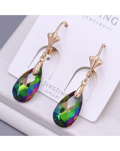 Сережки XР. Позолота 18К. Камені: Swarovski хамелеон. Довжина: 35 мм. Ширина: 10 мм.