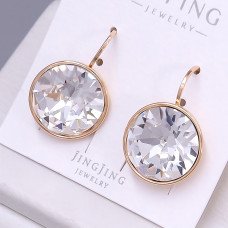 Сережки XР. Позолота 18К. Камені: Swarovski білого кольору. Довжина: 20 мм. Ширина: 15 мм.