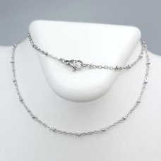 Ланцюжок Stainless Steel. Сталь. Родій. Довжина: 45 см. Ширина: 1 мм.