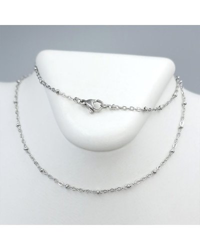 Ланцюжок Stainless Steel. Сталь. Родій. Довжина: 45 см. Ширина: 1 мм.