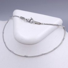Ланцюжок Stainless Steel. Сталь. Родій. Довжина: 45 см. Ширина: 1 мм.