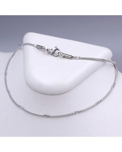 Ланцюжок Stainless Steel. Сталь. Родій. Довжина: 45 см. Ширина: 1 мм.