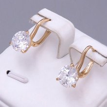 Сережки ХР. Позолота 18К. Камені: білий циркон. Довжина: 26 мм. Ширина: 8 мм.