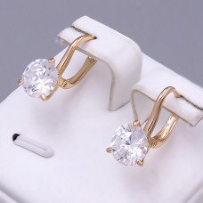 Сережки ХР. Позолота 18К. Камені: білий циркон. Довжина: 26 мм. Ширина: 8 мм.