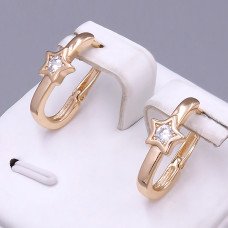 Сережки ХР. Позолота 18К. Камені: білий циркон. Довжина: 20 мм. Ширина: 8 мм.