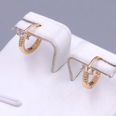 Сережки ХР. Позолота 18К. Камені: білий циркон. Діаметр. : 10 мм. Ширина: 4 мм.