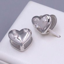 Сережки ХР. Родій. Камені: білий циркон. Довжина: 18 мм. Ширина: 10 мм.