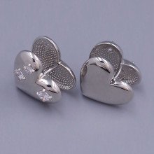 Сережки ХР. Родій. Камені: білий циркон. Довжина: 18 мм. Ширина: 10 мм.