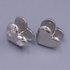 Сережки ХР. Родій. Камені: білий циркон. Довжина: 18 мм. Ширина: 10 мм.