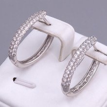 Сережки ХР. Родій. Камені: білий циркон. Довжина: 25 мм. Ширина: 18 мм.