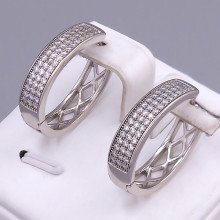 Сережки ХР. Родій. Камені: білий циркон. Довжина: 23 мм. Ширина: 20 мм.