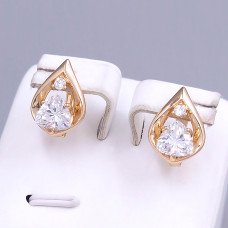 Сережки ХР. Позолота 18К. Камені: білий циркон. Довжина: 15 мм. Ширина: 12 мм.