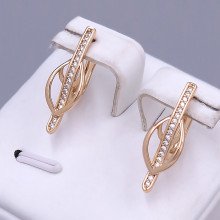 Сережки ХР. Позолота 18К. Камені: білий циркон. Довжина: 22 мм. Ширина: 8 мм.