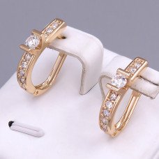 Сережки ХР. Позолота 18К. Камені: білий циркон. Довжина: 20 мм. Ширина: 4 мм.