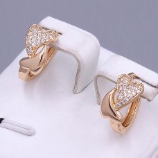 Сережки ХР. Позолота 18К. Камені: білий циркон. Діаметр: 15 мм. Ширина: 8 мм.