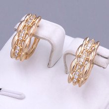 Сережки ХР. Позолота 18К. Камені: білий циркон. Довжина: 18 мм. Ширина: 6 мм.