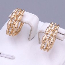 Сережки ХР. Позолота 18К. Камені: білий циркон. Довжина: 18 мм. Ширина: 6 мм.