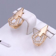 Сережки ХР. Позолота 18К. Камені: білий циркон. Довжина: 15 мм. Ширина: 10 мм.