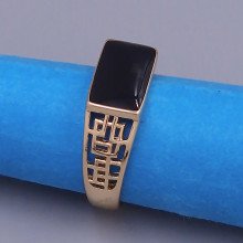 Печатка XР із чорною емаллю. Позолота 18К. Є: 21р 22р