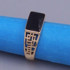 Печатка XР із чорною емаллю. Позолота 18К. Є: 21р 22р
