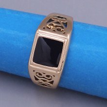 Печатка XР із чорною емаллю. Позолота 18К. Є: 18р 19р 23р