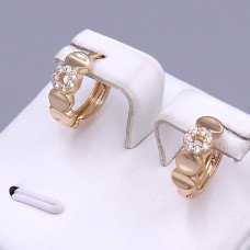 Сережки ХР. Позолота 18К. Камені: білий циркон. Діаметр: 14 мм. Ширина: 5 мм.