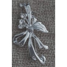 Брошка. Родій. Камені: білий циркон. Довжина: 50 мм. Ширина: 27 мм.