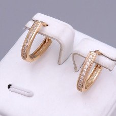 Сережки ХР. Позолота 18К. Камені: білий циркон. Довжина: 15 мм. Ширина: 3 мм.