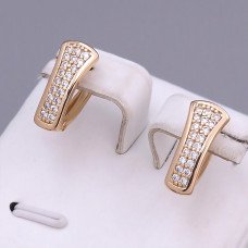 Сережки ХР. Позолота 18К. Камені: білий циркон. Довжина: 15 мм. Ширина: 7 мм.