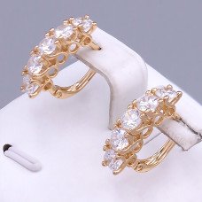 Сережки ХР. Позолота 18К. Камені: білий циркон. Довжина: 18 мм. Ширина: 4 мм.