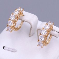 Сережки ХР. Позолота 18К. Камені: білий циркон. Довжина: 18 мм. Ширина: 4 мм.
