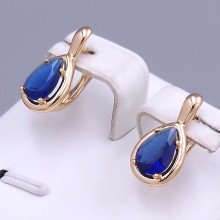 Сережки ХР. Позолота 18К. Камені: синій циркон. Довжина: 17 мм. Ширина: 9 мм.