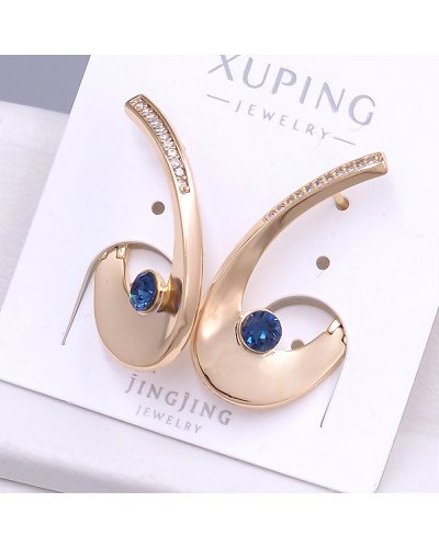 Сережки XР. Позолота 18К. Камені: Swarovski синій колір та білий циркон. Довжина: 18 мм. Ширина: 16 мм.