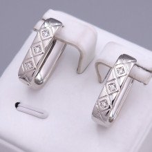 Сережки ХР. Родій. Камені: білий циркон. Довжина: 20 мм. Ширина: 5 мм.