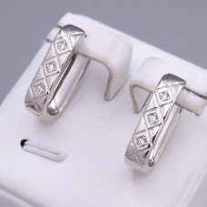 Сережки ХР. Родій. Камені: білий циркон. Довжина: 20 мм. Ширина: 5 мм.