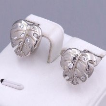 Сережки ХР. Родій. Камені: білий циркон. Довжина: 13 мм. Ширина: 14 мм.