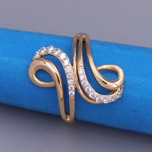 Каблучка XР. Позолота 18К. Камені: білий циркон. Є: 16р 17р