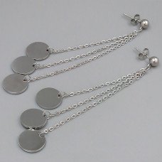 Сережки-гвоздики Stainless Steel. Сталь. Родій. Довжина: 65 мм. Ширина: 10 мм.