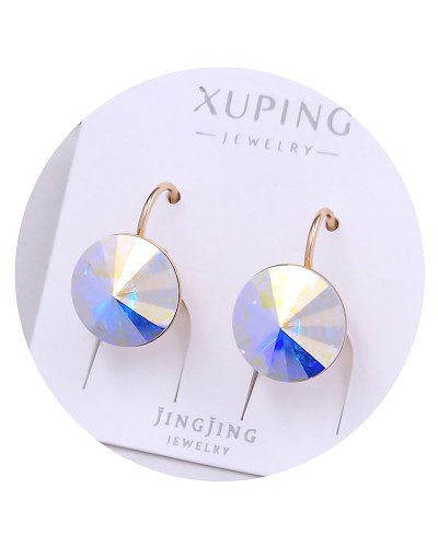 Сережки XР. Позолота 18К. Камені: Swarovski бензинового кольору з синім відтінком. Довжина: 18 мм. Ширина: 13 мм.