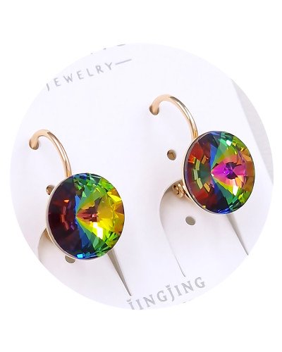 Сережки XР. Позолота 18К. Камені: Swarovski зелений хамелеон. Довжина: 17 мм. Ширина: 10 мм.
