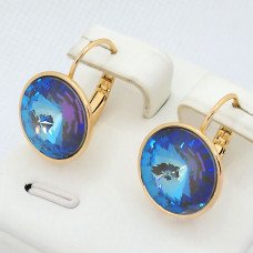 Сережки XР. Позолота 18К. Камені: Swarovski синій хамелеон. Довжина: 18 мм. Ширина: 14 мм.