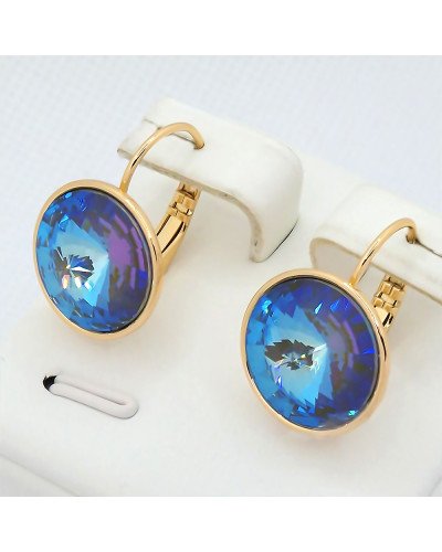 Сережки XР. Позолота 18К. Камені: Swarovski синій хамелеон. Довжина: 18 мм. Ширина: 14 мм.