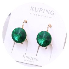 Сережки XР. Позолота 18К. Камені: Swarovski зеленого кольору. Довжина: 15 мм. Ширина: 10 мм.