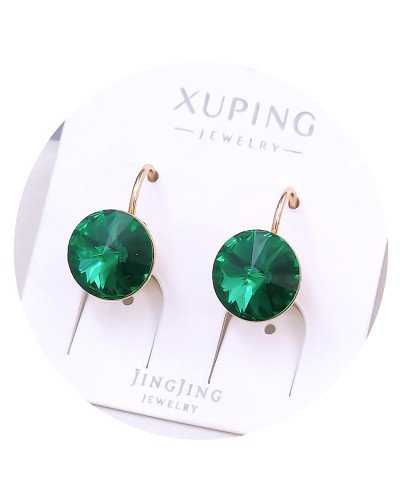 Сережки XР. Позолота 18К. Камені: Swarovski зеленого кольору. Довжина: 15 мм. Ширина: 10 мм.