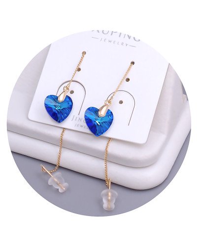 Сережки-протяжки XР. Позолота 18К. Камені: Swarovski синього кольору. Довжина: 90 мм. Ширина: 10 мм.