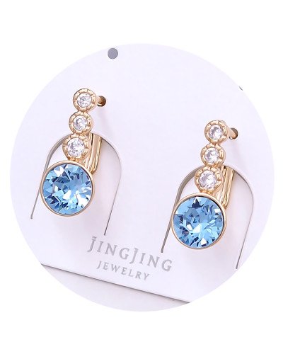 Сережки XР. Позолота 18К. Камені: Swarovski блакитного кольору та циркон. Довжина: 16 мм. Ширина: 7 мм.