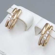 Сережки ХР. Позолота 18К. Камені: білий циркон. Довжина: 15 мм. Ширина: 5 мм.