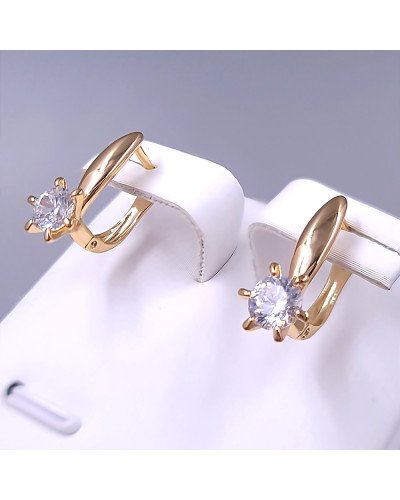 Сережки ХР. Позолота 18К. Камені: білий циркон. Довжина: 17 мм. Ширина: 7 мм.
